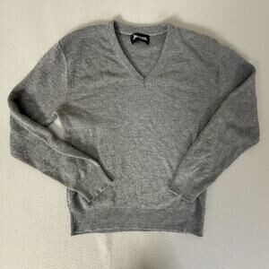 Vintage Jantzen Made in USA Gray V-Neck Long Sleeve Knit Pullover Sweater L